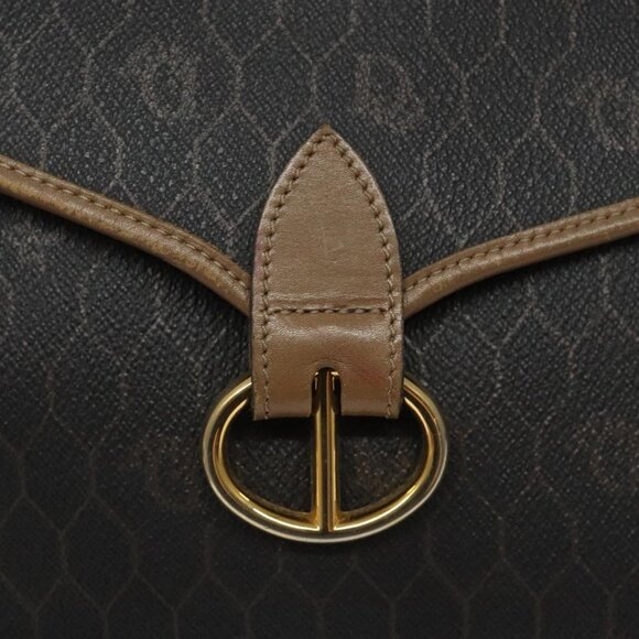 Christian Dior Honeycomb Canvas Shoulder Bag PVC Black Brown gold Auth bs23494 - Picture 12 of 16